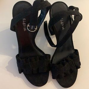 Black suede wedges